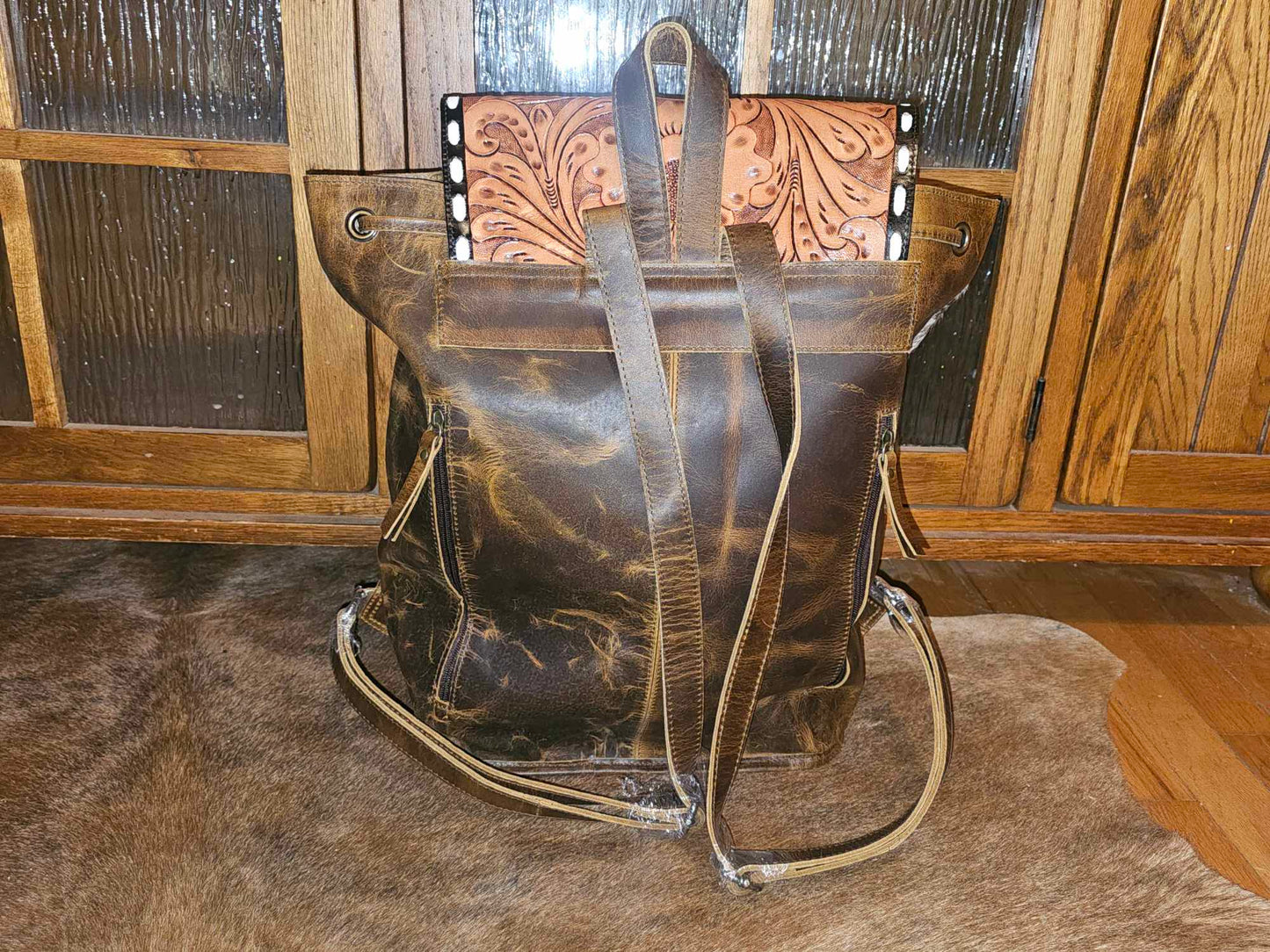 Leather backpack