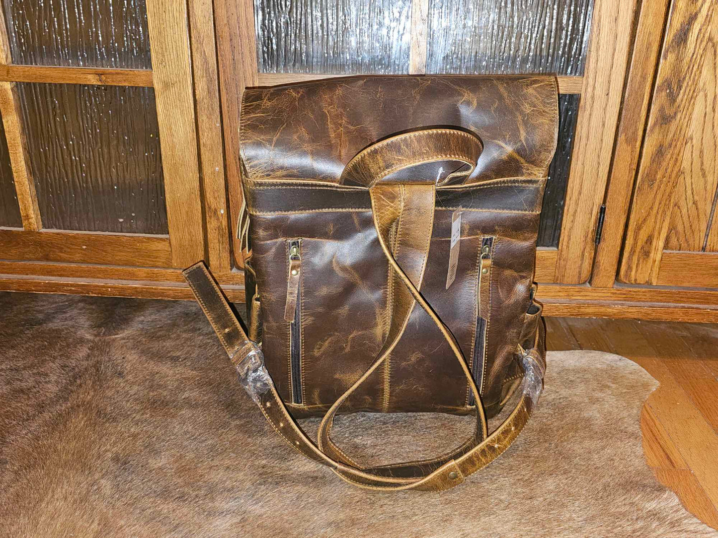 Leather backpack