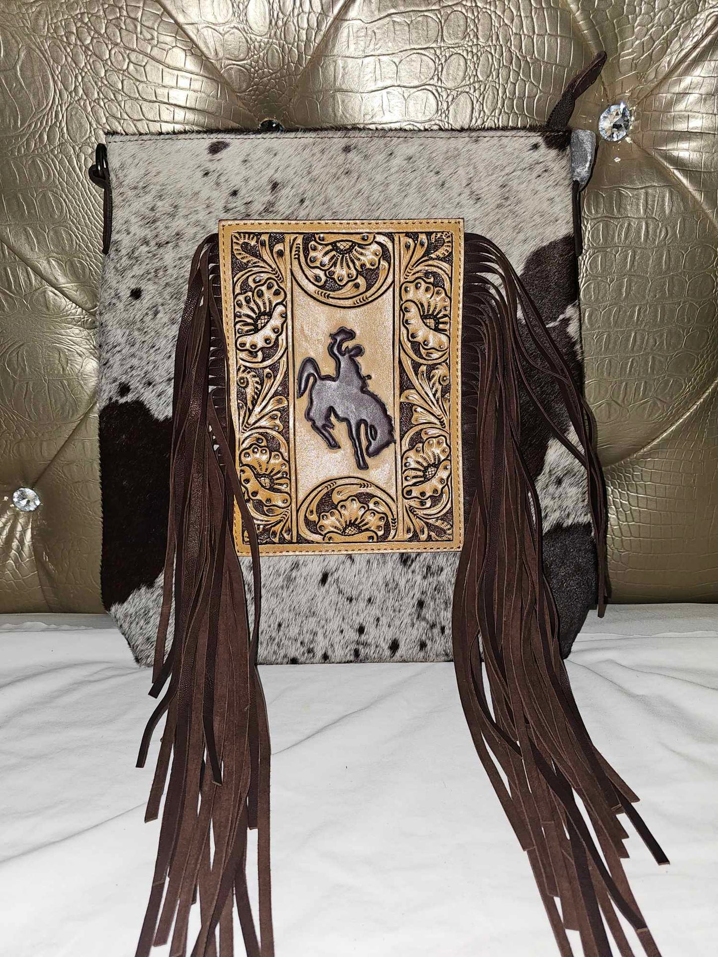 Bucking horse cross body purse